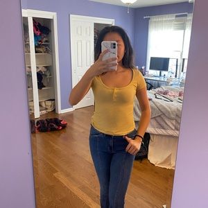 NWOT urban yellow stripped tee shirt